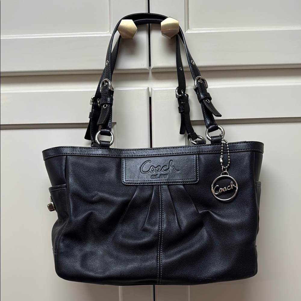 Coach Black Leather Tote Bag